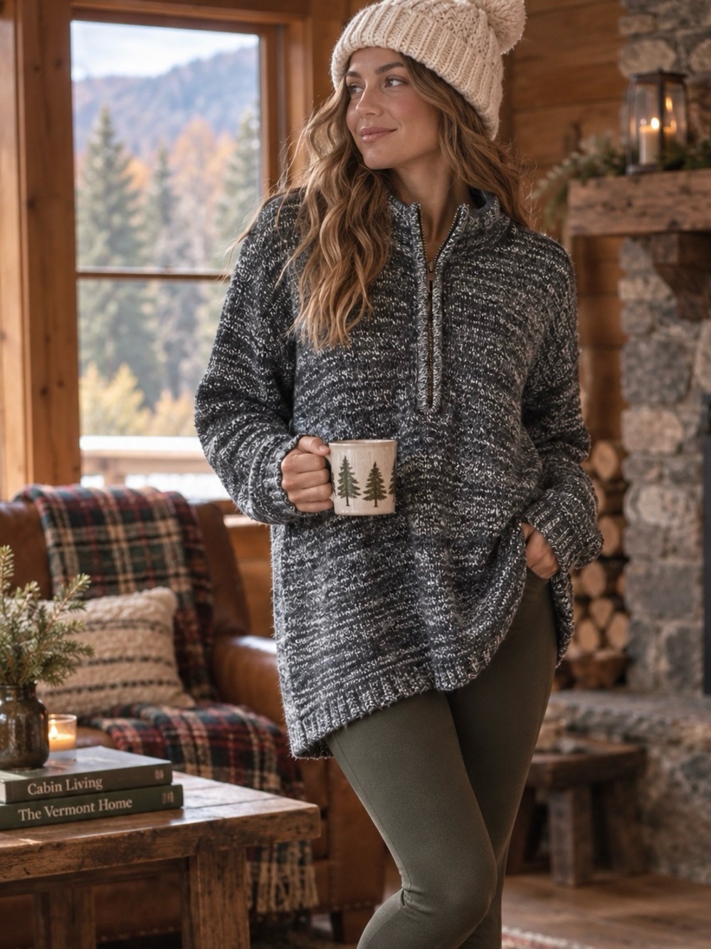 Woolrich Marled Half-Zip Turtleneck Sweater - Charcoal & White